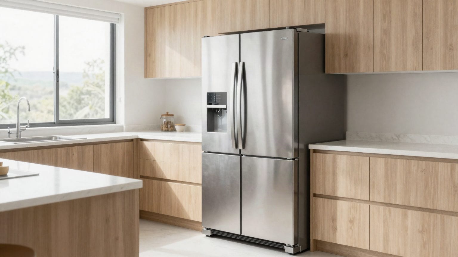 Geladeira inox de duas portas em cozinha planejada, guia dos melhores modelos