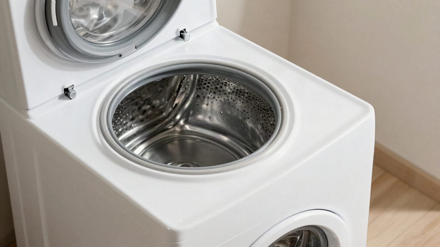 Lavadora de 15 kg em area de servico, contexto de manutencao preventiva
