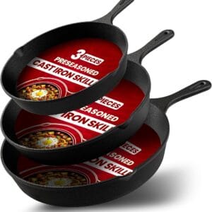 Kit de frigideiras de ferro fundido pre-temperado