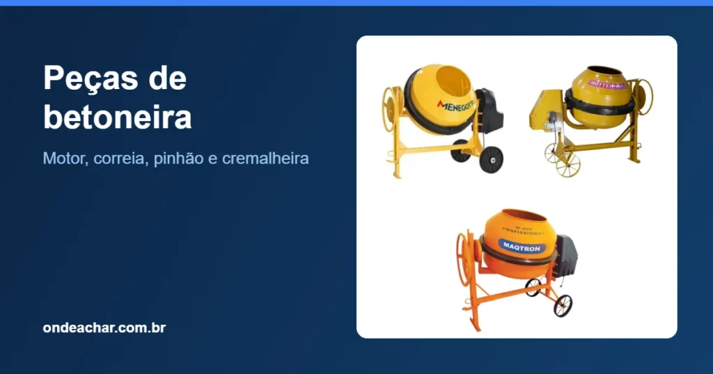 Peças e motor para betoneira