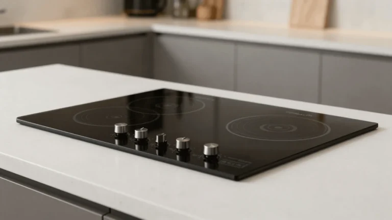 Cooktop embutido em bancada de cozinha planejada