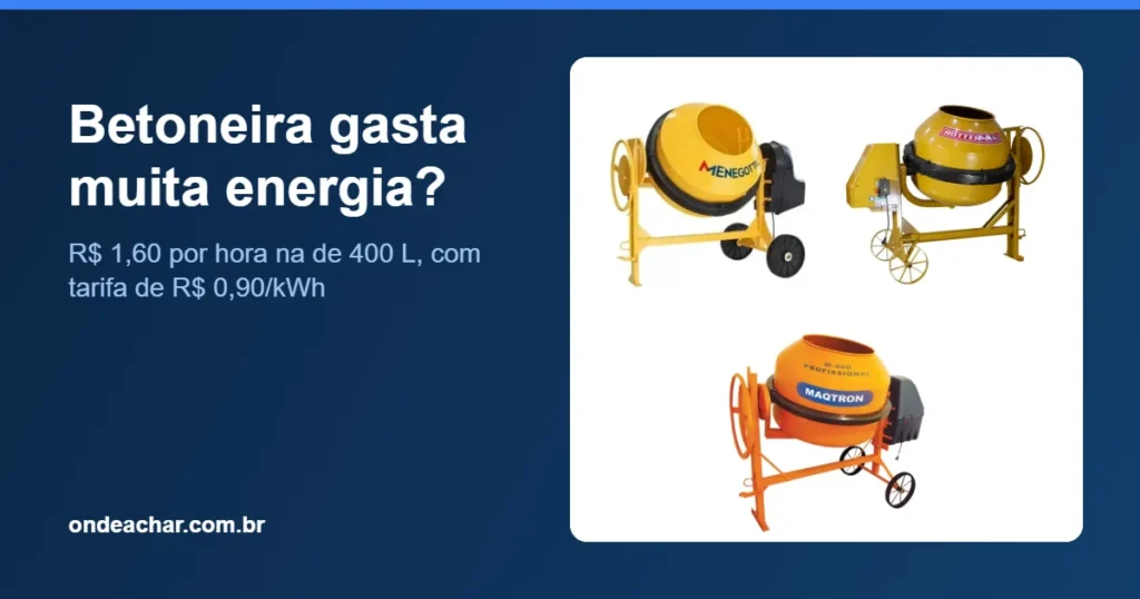 Quanto gasta de energia uma betoneira