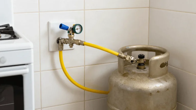 Instalação do registro e da mangueira de gás em fogão novo