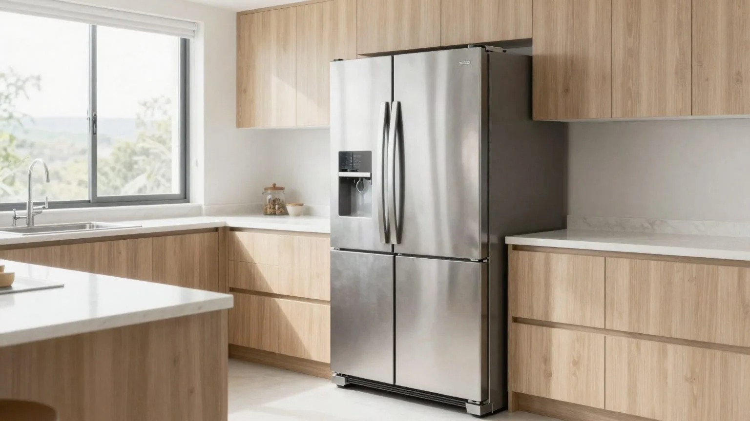 Geladeira inox de duas portas em cozinha planejada, guia dos melhores modelos
