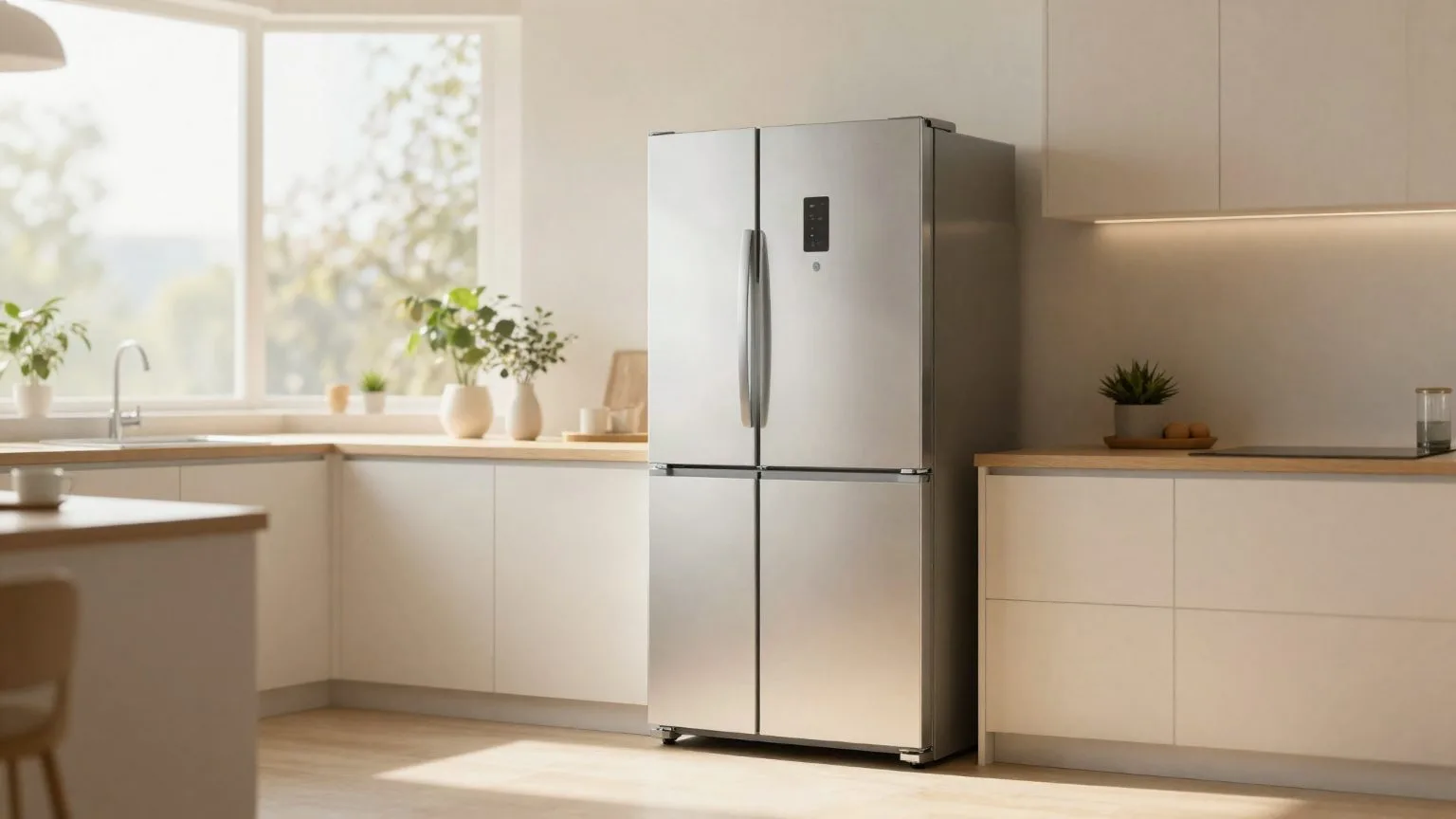 Etiqueta de eficiencia energetica ao lado de geladeira, base do calculo de consumo
