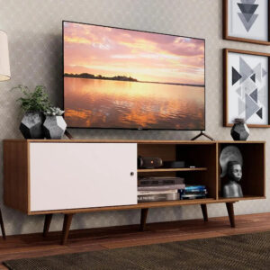 Rack Madesa Dubai para TV até 65 Polegadas com Pés Rustic/Branco