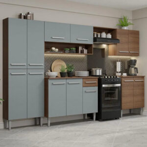 Armário de Cozinha Completo Madesa Emilly Rustic/Cinza
