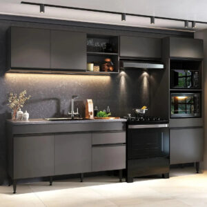 Armário de Cozinha Modulado Completo 281,5 cm Milano Cinza