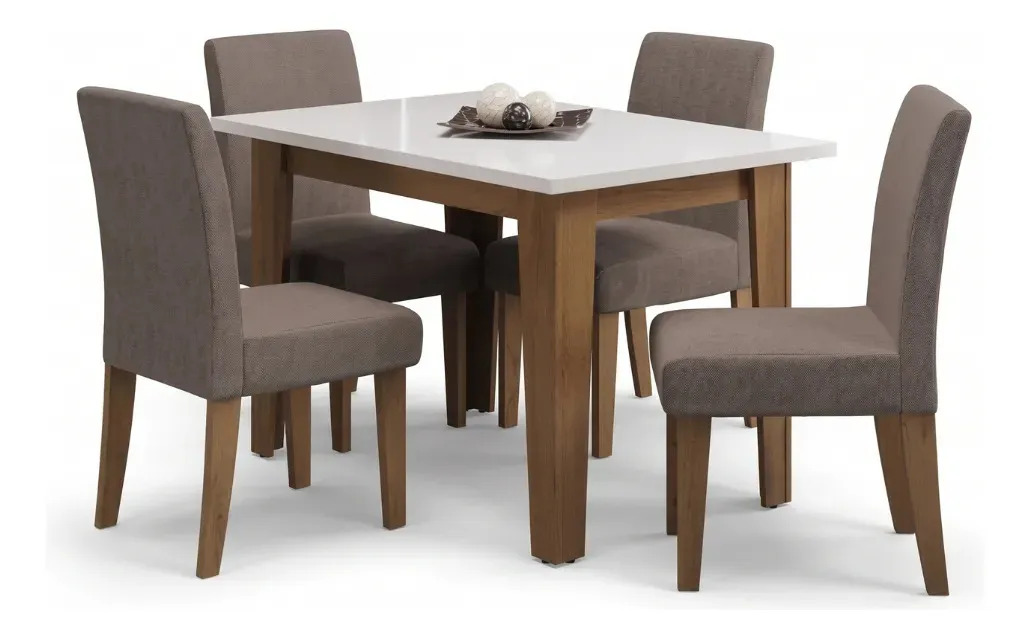 Conjunto Mesa de Jantar Miami 1,20 m com 4 Cadeiras Trieste