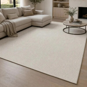 Tapete para Sala Grande 3x3 m em Algodão Antiderrapante Creme