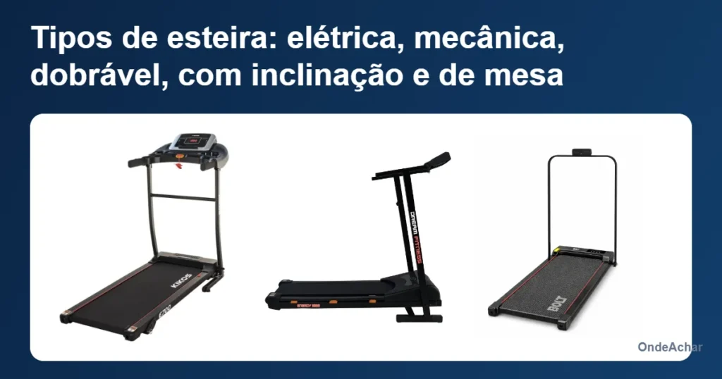 Tipos de esteira: elétrica, mecânica, dobrável, com inclinação e de mesa