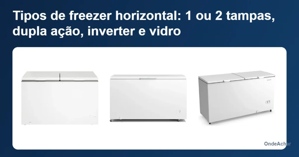 Tipos de freezer horizontal: 1 ou 2 tampas, dupla ação, inverter e vidro
